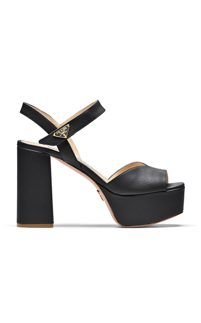 Prada Women's Leather Platform Sandals In Black
