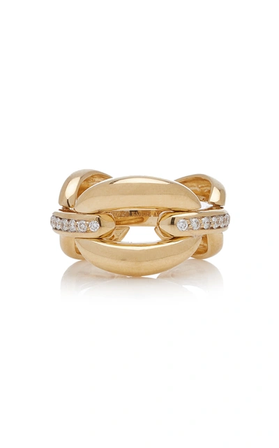 Nadine Aysoy Womens 18kt Yellow Gold Cantena 18ct Yellow Gold And 0.20ct White Diamond Ring 54mm