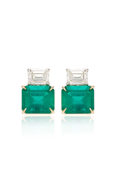 Maria Jose Jewelry Women's 18k White And Yellow Gold Emerald; Diamond Earrings In Green