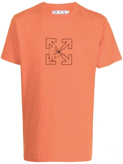 Off-white Workers Logo T-shirt In Orange
