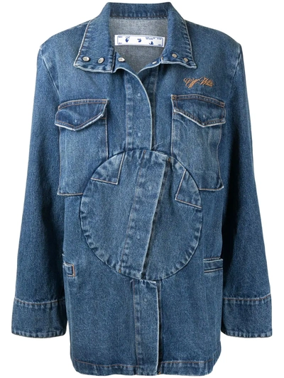 Off-white Logo-print Denim Jacket In Blue
