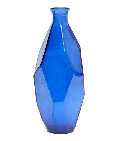 San Miguel Recycled Glass Blue Origami Vase 31cm