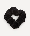 Ganni Pleated Satin Scrunchie In Black