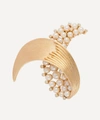 SUSAN CAPLAN VINTAGE GOLD-PLATED 1960S TRIFARI FAUX PEARL AND CRYSTAL BROOCH,000722888