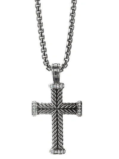 David Yurman Sterling Silver Diamond Cross Pendant