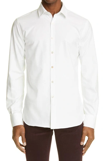 Canali Cotton Long-sleeve Shirt In White