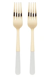 Kate Spade With Love Set Of 2 Tasting Forks In Gold/ White