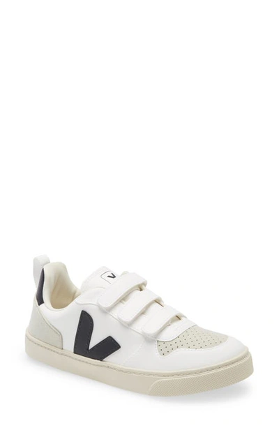Veja Kids' V-10 Coated Organic Strap Sneakers In White