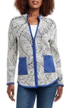 Nic + Zoe New Leaf Printed Zip-up Jacket In Blue Multi