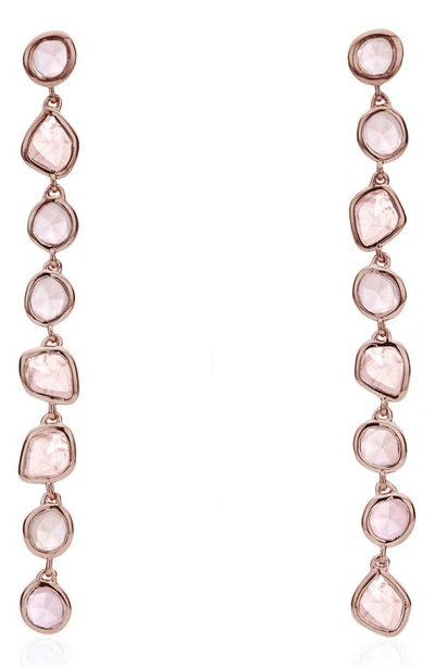 Monica Vinader Siren Mini Nugget 18ct Rose Gold-plated Sterling Silver Rose Quartz Cocktail Earrings In Rose Gold/ Rose Quartz
