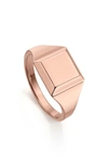 Monica Vinader Rose Gold Plated Vermeil Silver Signature Signet Ring In Rose Gold