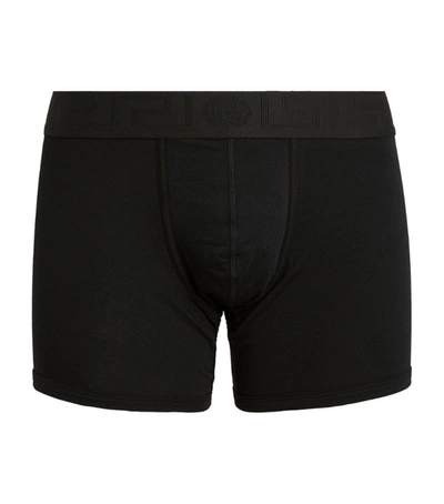 Versace Greca Stretch Cotton Boxer Briefs In Black