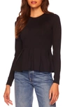 Susana Monaco Long Sleeve Peplum Top In Black