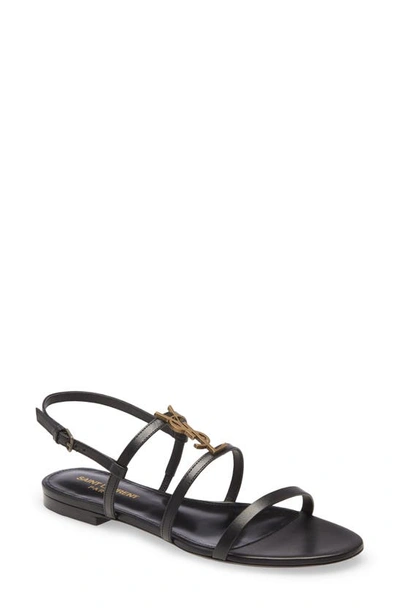 SAINT LAURENT SAINT LAURENT CASSANDRA YSL LOGO STRAPPY SANDAL,652758BDATT