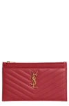 SAINT LAURENT MONOGRAMME QUILTED LEATHER ZIP POUCH,636312BOW01