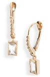 ANZIE CARR WHITE TOPAZ BAGUETTE DROP EARRINGS,4285WH