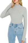 Endless Rose Ribbed Mock Neck Top In Heather Grey
