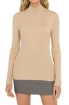 Endless Rose Ribbed Mock Neck Top In Tan