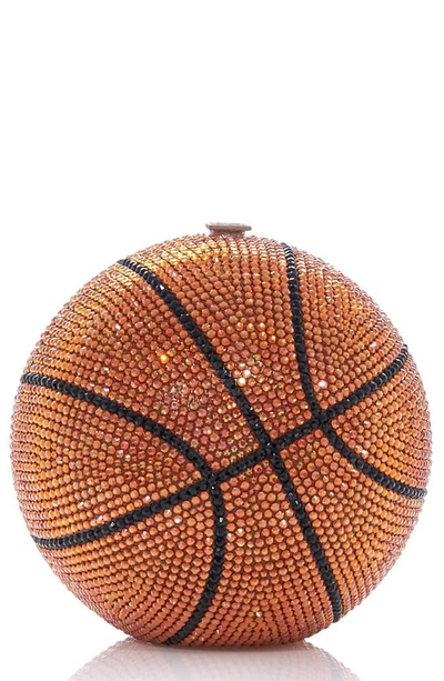 Judith Leiber Basketball Crystal Sphere Clutch Bag In Brown