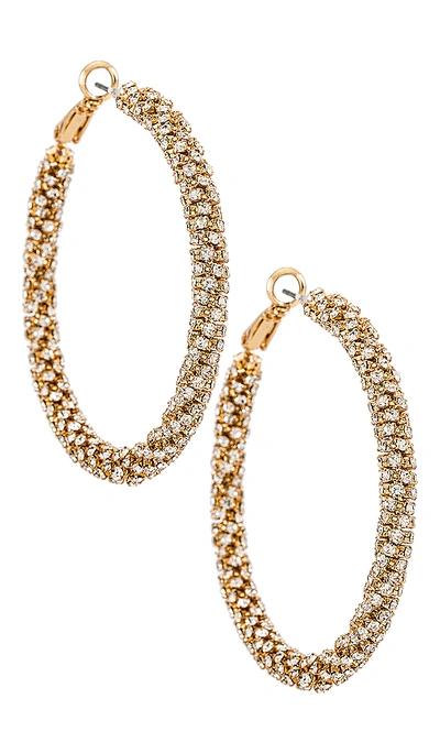 Ettika Crystal Gold Plated Rope Hoop Earrings