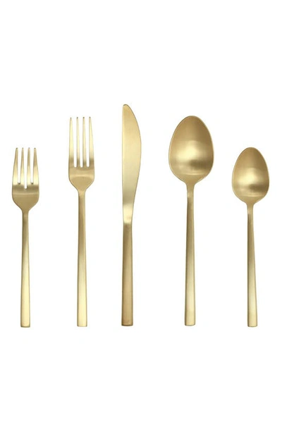 Fortessa Arezzo Brushed Gold 20pc Flatware Set In Brushed Gold Stainless Steel