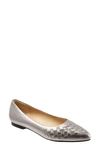 Trotters Estee Woven Womens Leather Slip On Ballet Flats In Silver Leather