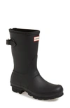 Hunter Original Short Adjustable Back Gloss Waterproof Rain Boot In Black