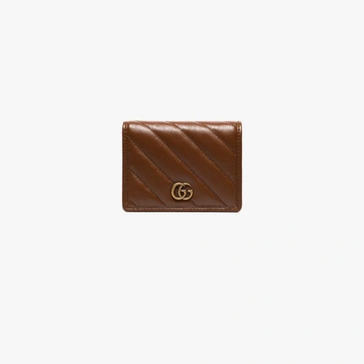 Gucci Gg Marmont Card Case Wallet In Brown