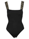 Versace Greca Border One-piece Swimsuit In Black