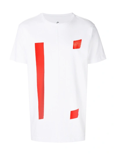 Plain Big C Print T-shirt In White/red