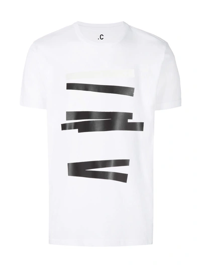 Plain Stripes Print Crew Neck T-shirt In White/black