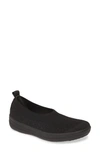 Fitflop Uberknit Ballerina Flat In All Black Fabric