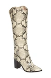 Schutz Women's Maryana Croc-embossed Block Heel Pointed-toe Tall Boots In Natural Snake