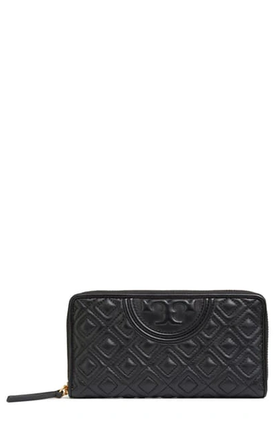 Tory Burch Fleming Leather Wallet In Shell Pink