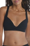 La Blanca Island Goddess Banded Halter Bikini Top Women's Swimsuit In Black