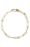 Roberto Coin Thin Paper Clip Chain Bracelet In Yellow Gold