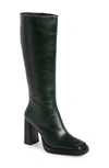 Jeffrey Campbell Maximal Knee High Boot In Green Leather