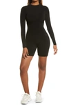 Naked Wardrobe Snatched Bustier Long Sleeve Romper In Black