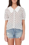 MAJE POLKA DOT PETER PAN COLLAR BUTTON-UP SHIRT,MFPCM00192