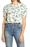 ENGLISH FACTORY FLORAL PUFF SLEEVE TOP,UK891T