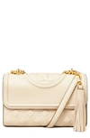 Tory Burch Small Fleming Convertible Leather Shoulder Bag In New Cream