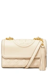 Tory Burch Fleming Small Convertible Leather Shoulder Bag In White