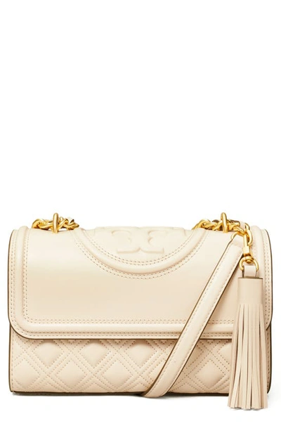 Tory Burch Fleming Small Convertible Leather Shoulder Bag In White