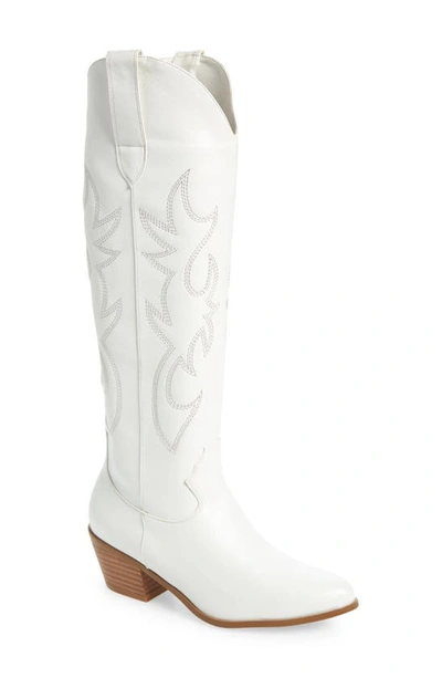 Billini Urson Knee High Western Boot In White