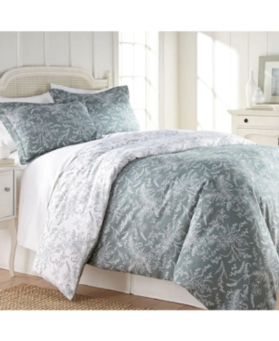 Southshore Fine Linens Reversible Floral Duvet And Sham Set Bedding In Teal