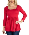 24seven Comfort Apparel Women's Plus Size Classic Long Sleeves Tunic Top In Red