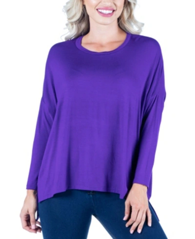 24seven Comfort Apparel Women's Oversized Long Sleeve Dolman Top In Purple