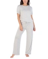 Honeydew Women's All American Printed Loungewear Set In Ivory Stripe