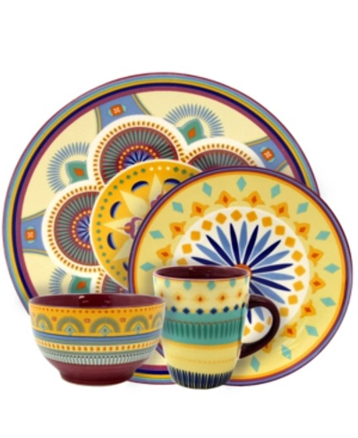 Elama Puesta De Sol 16 Piece Service For 4 Stoneware Dinnerware Set In Multi
