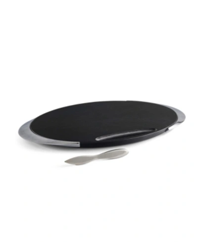Nambe Noir Oval Cheese Board With Knife In Black